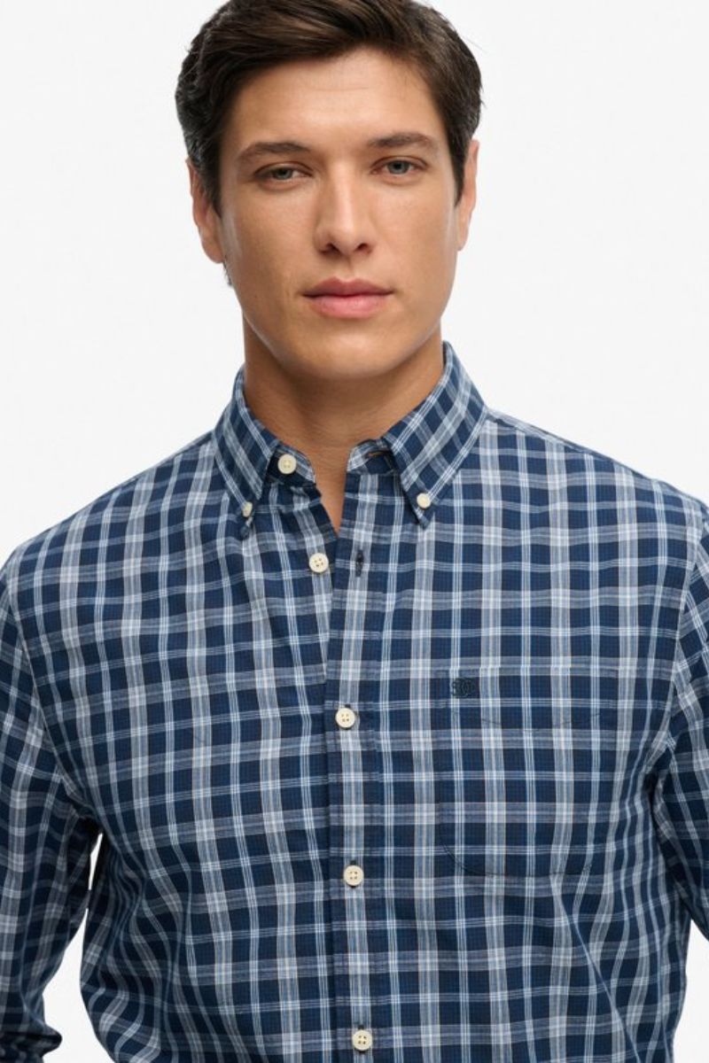 Superdry Preppy Poplin Shirt Navy Check
