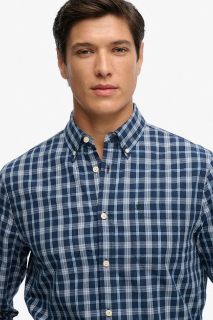 Superdry Preppy Poplin Shirt Navy Check