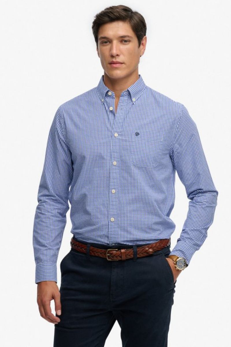 Superdry Preppy Poplin Shirt Navy Gingham