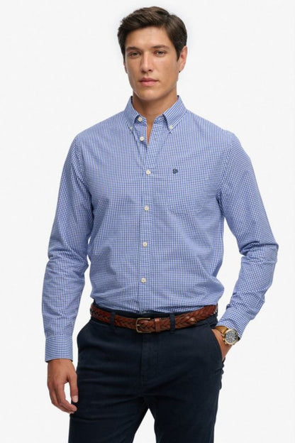 Superdry Preppy Poplin Shirt Navy Gingham