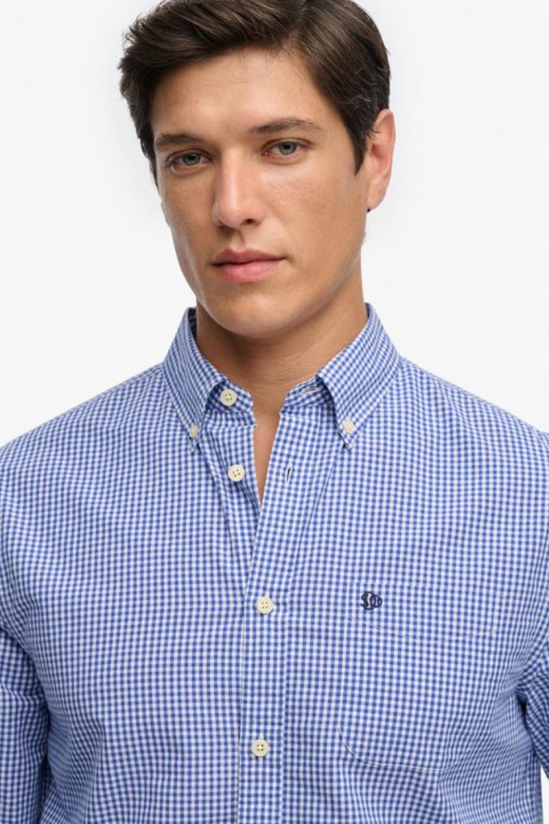 Superdry Preppy Poplin Shirt Navy Gingham