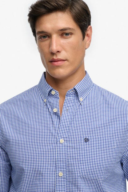 Superdry Preppy Poplin Shirt Navy Gingham