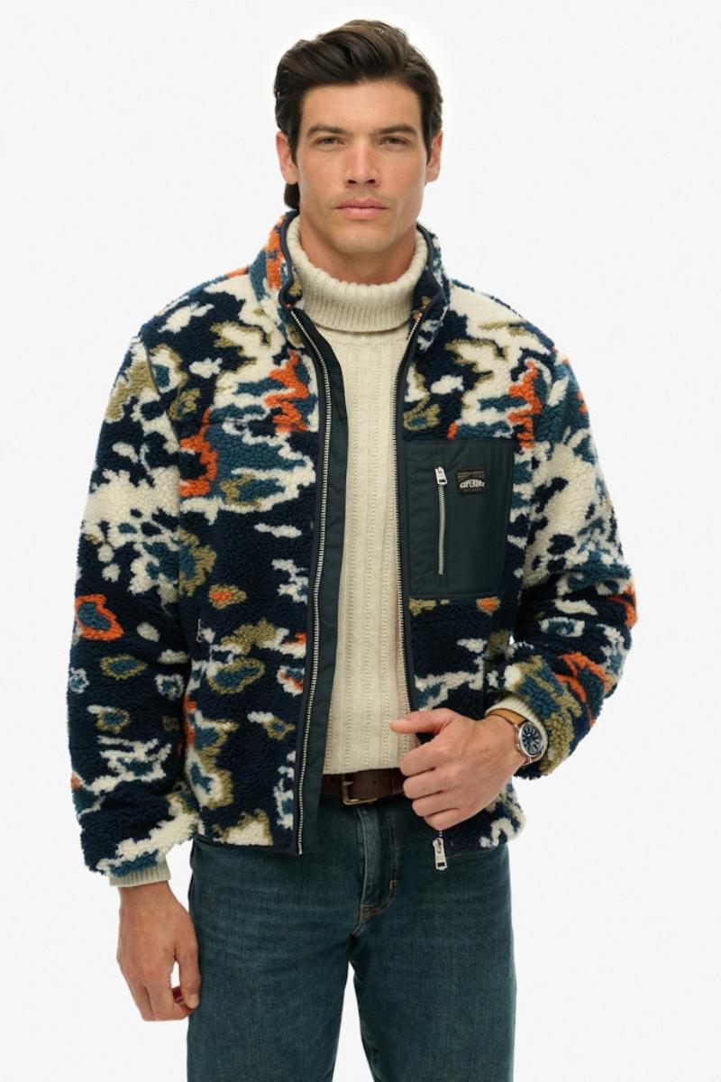 Superdry Printed Fleece Zip Lichen