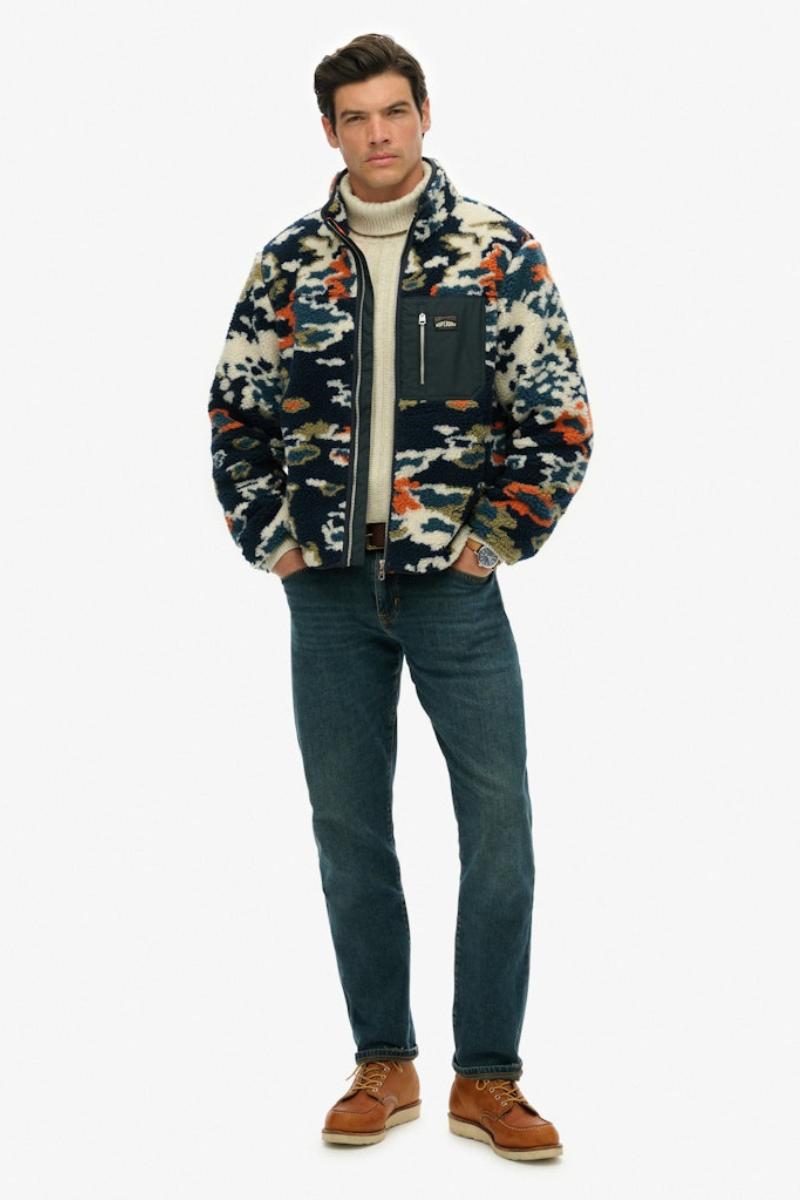 Superdry Printed Fleece Zip Lichen