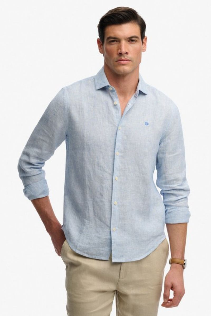 Superdry Riviera Linen Shirt Blue