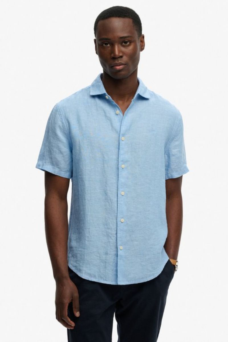 Superdry Riviera SS Linen Shirt Sky Blue