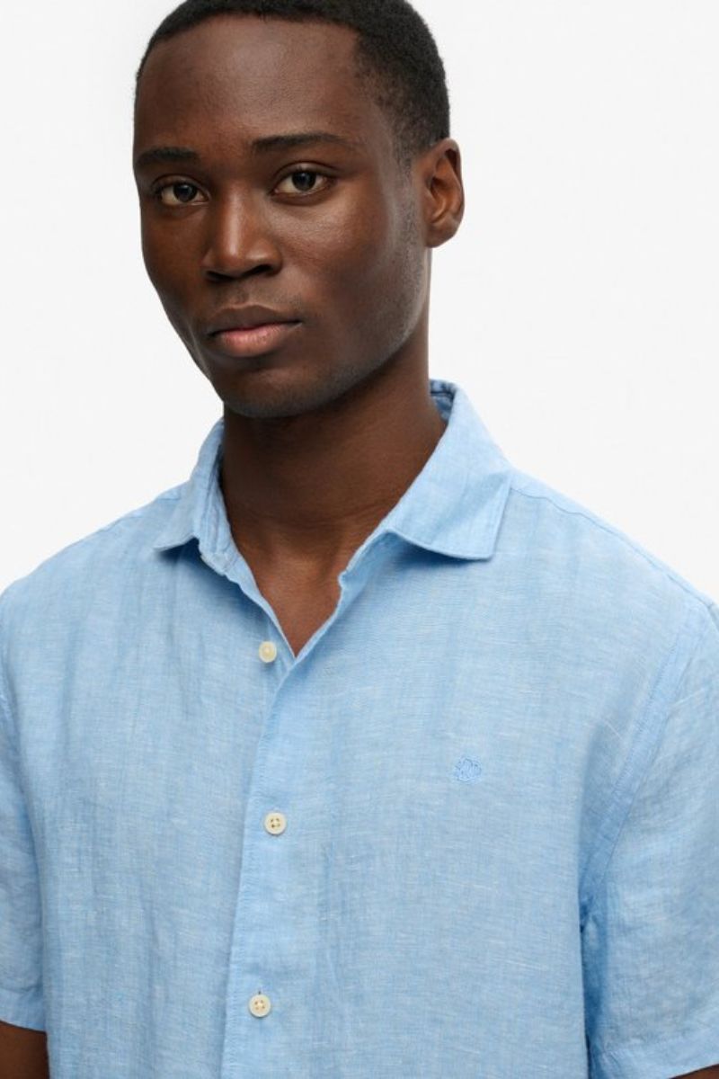 Superdry Riviera SS Linen Shirt Sky Blue