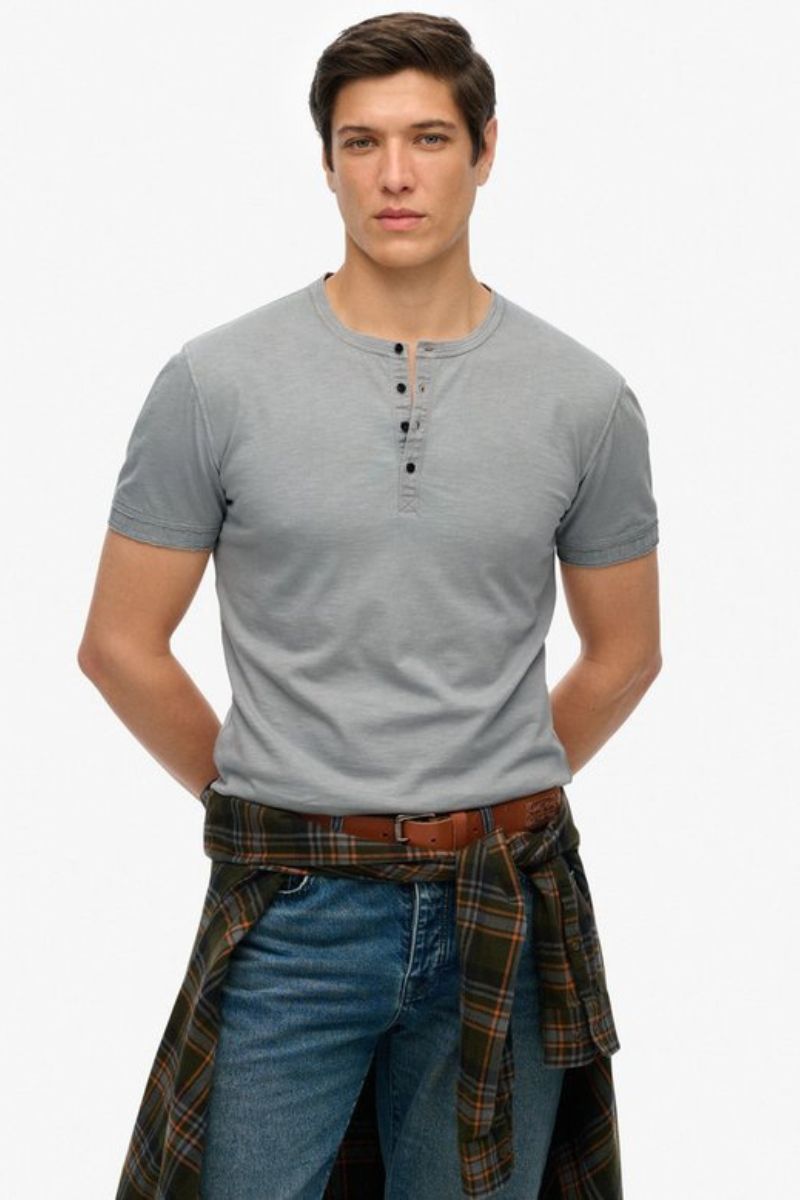 Superdry Slub SS Grandad Steel Grey