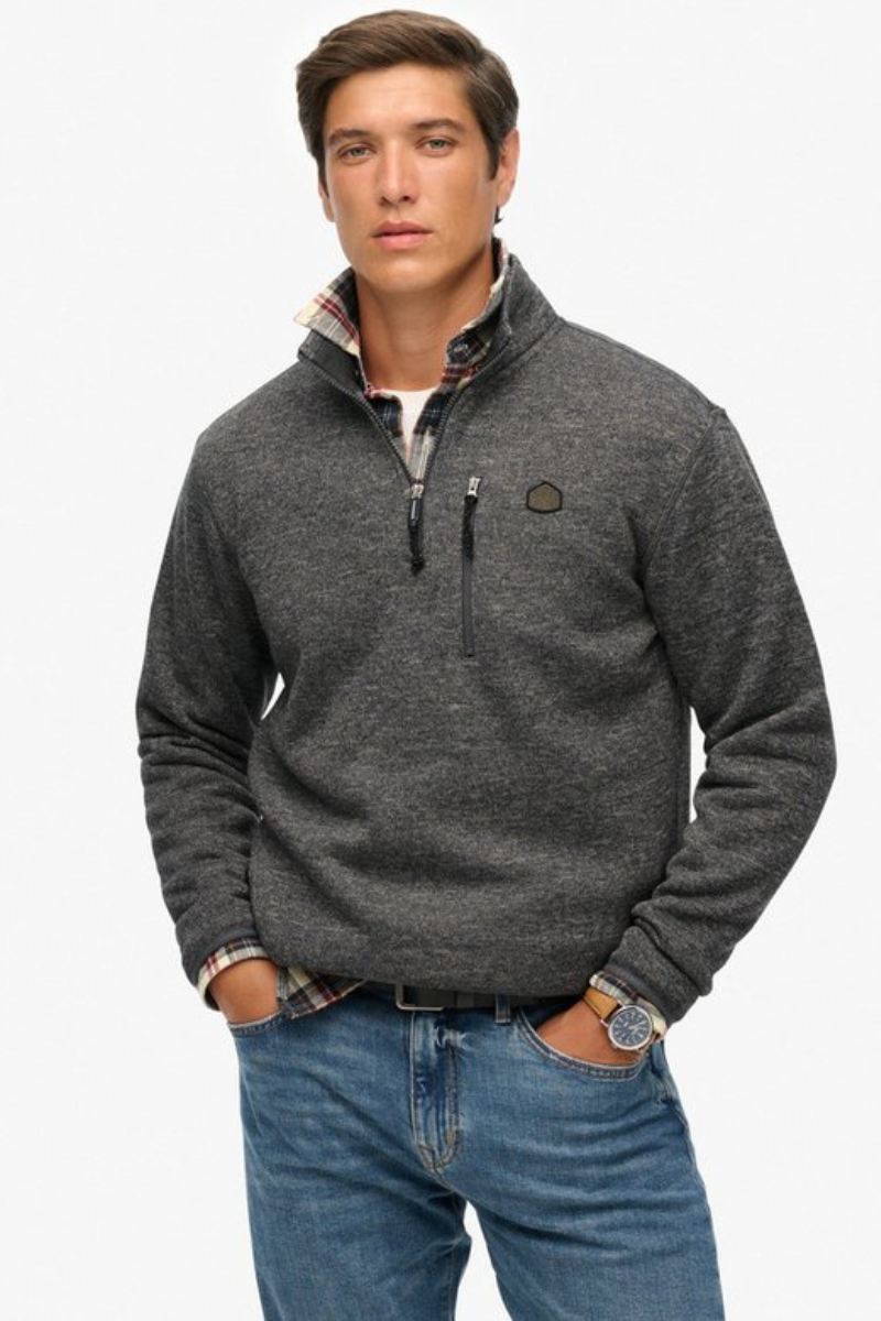 Superdry Storm Fleece Half Zip Charcoal