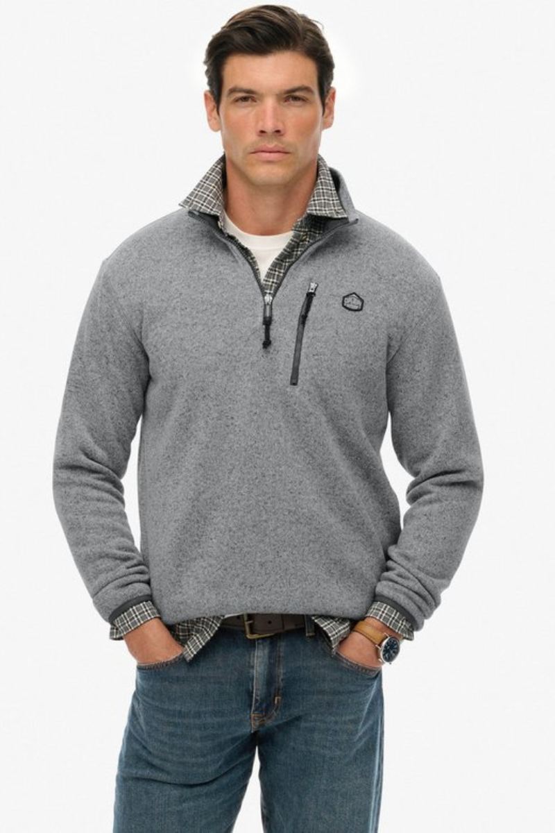 Superdry Storm Fleece Half Zip Grey