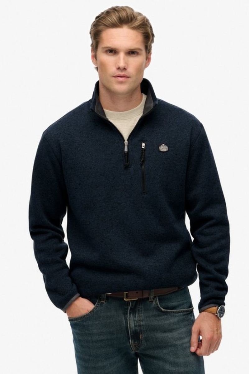 Superdry Storm Fleece Half Zip Navy