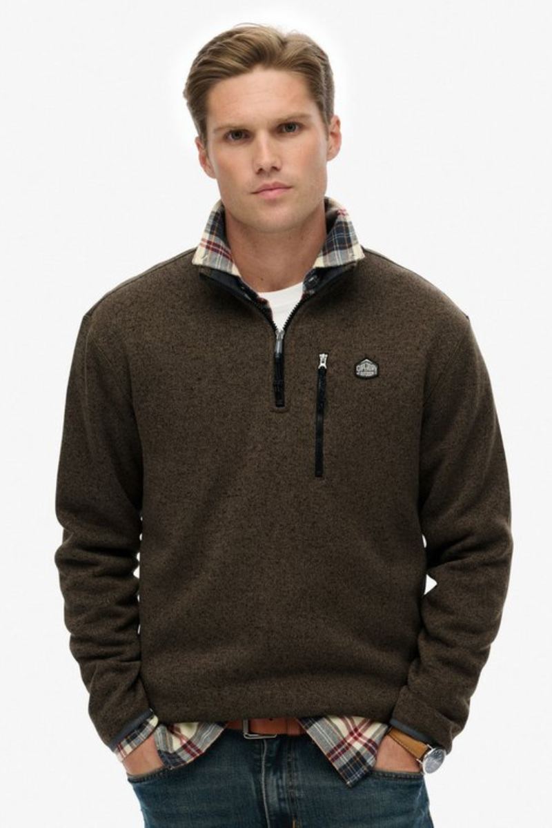 Superdry Storm Fleece Half Zip Olive