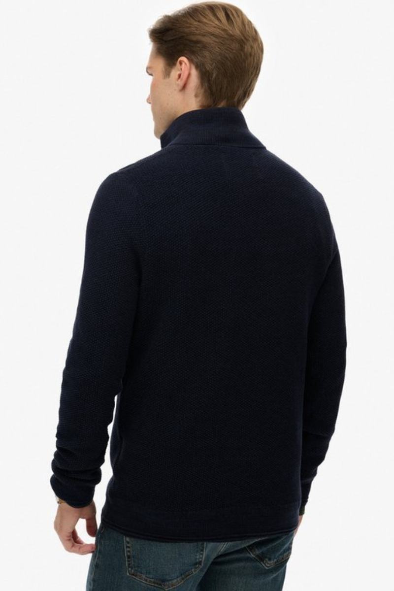 Superdry Cotton Texture Half Zip Navy