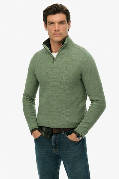 Superdry Cotton Texture Half Zip Green