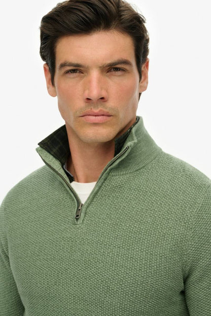 Superdry Cotton Texture Half Zip Green