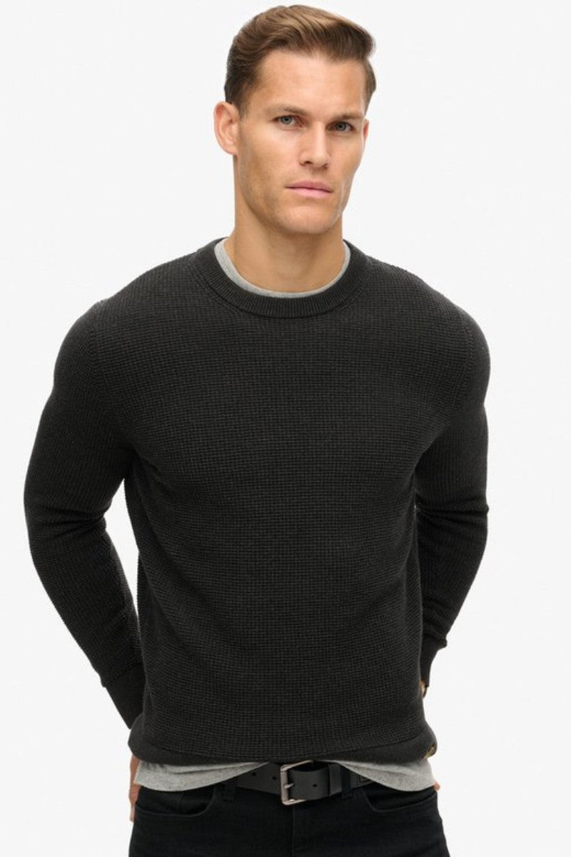 Superdry Textured Crew Knit Black