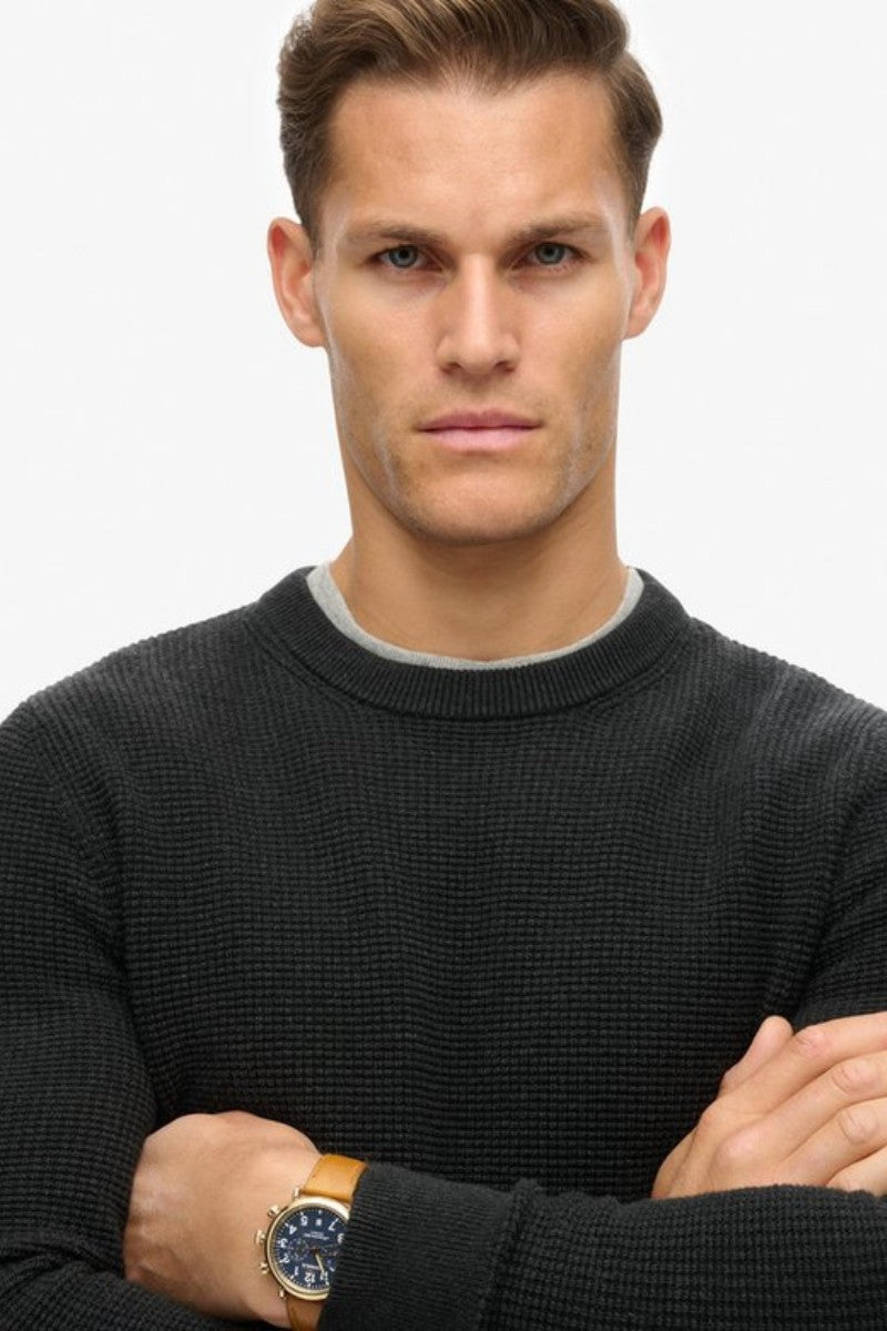 Superdry Textured Crew Knit Black