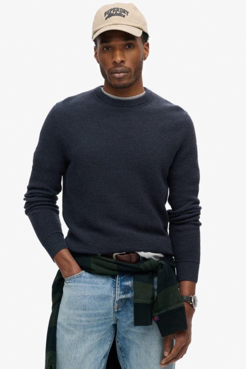 Superdry Textured Crew Knit Navy