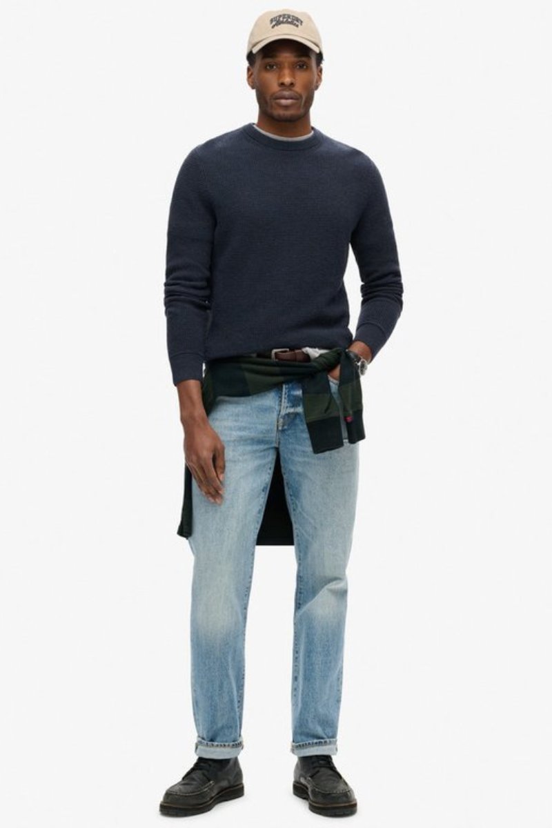 Superdry Textured Crew Knit Navy