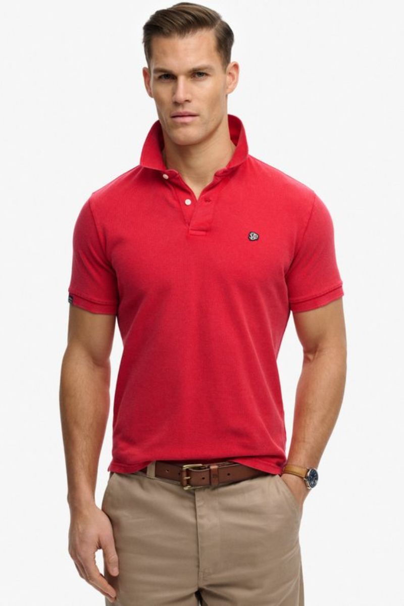 Superdry Vintage Destroy Polo Burnt Red