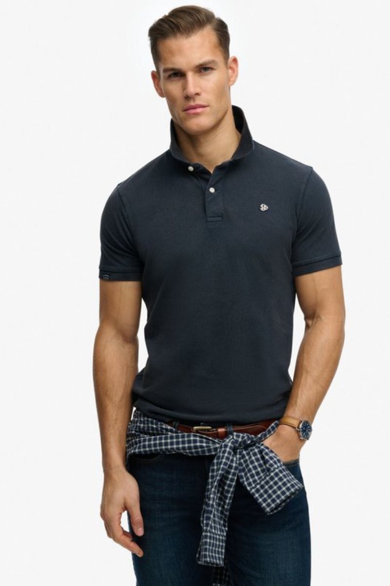 Superdry Vintage Destroy Polo Navy