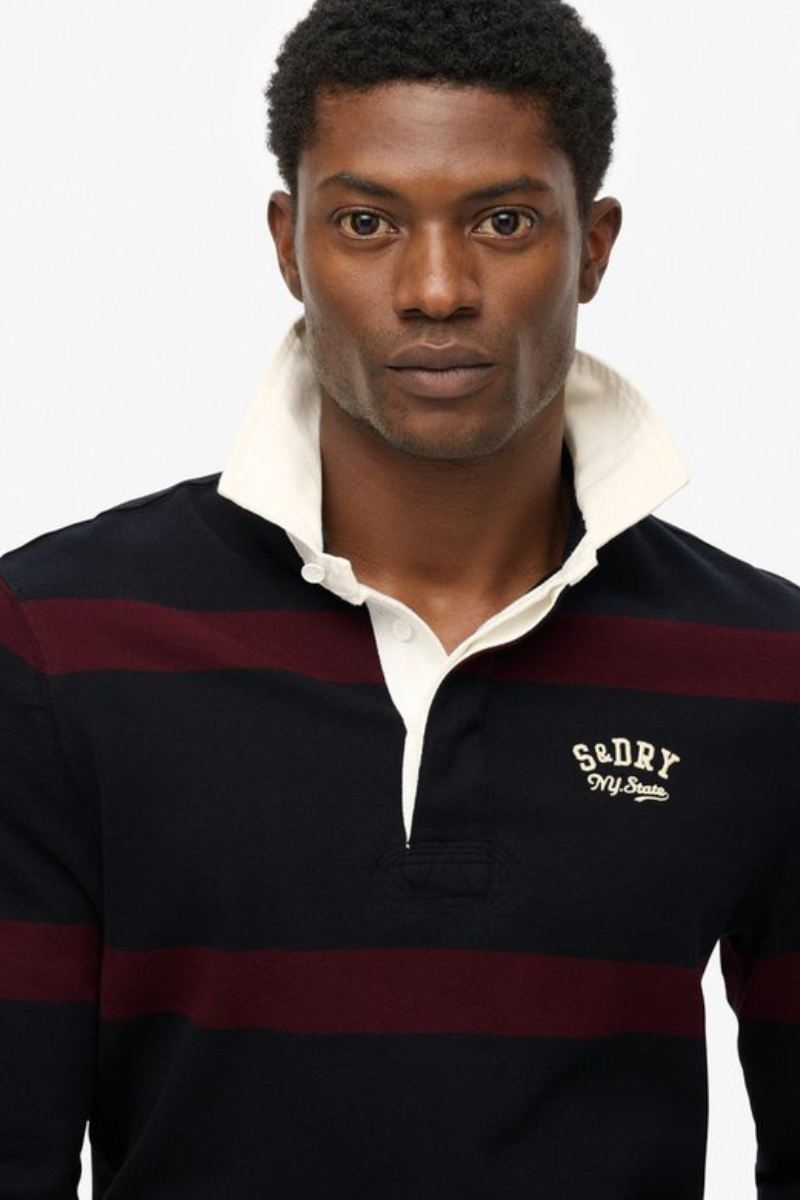 Superdry Vintage Stripe Rugby Top Port