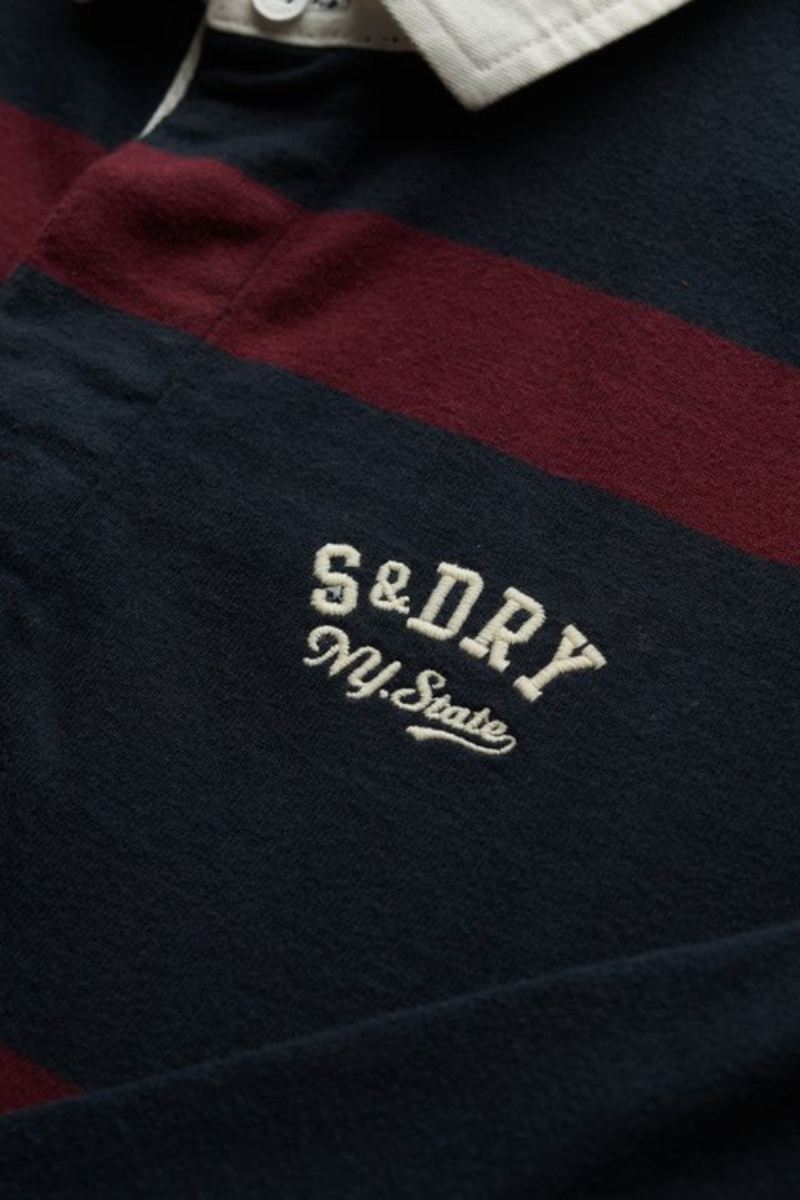 Superdry Vintage Stripe Rugby Top Port