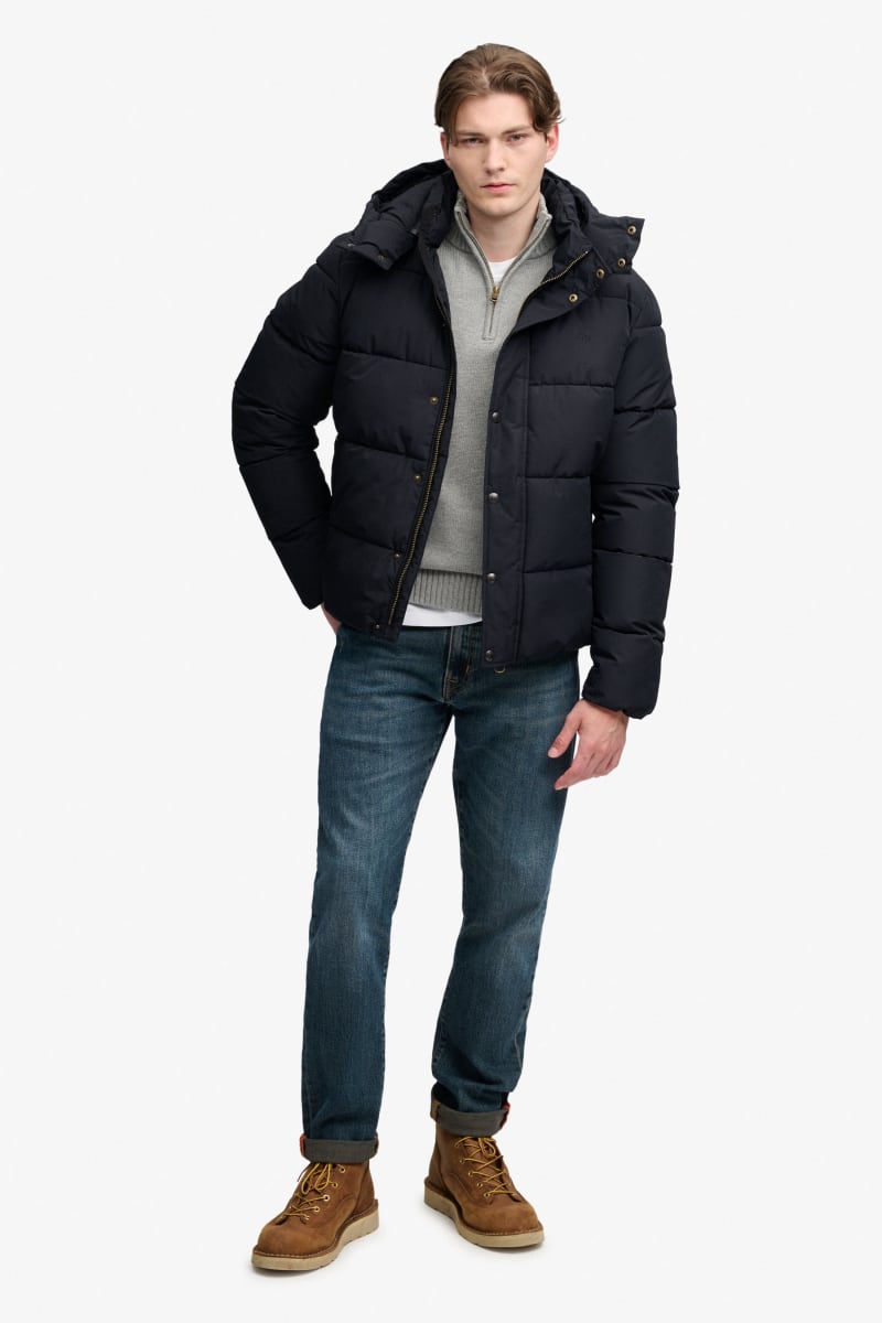 Superdry Premium Hooded Puffer Jacket - Black
