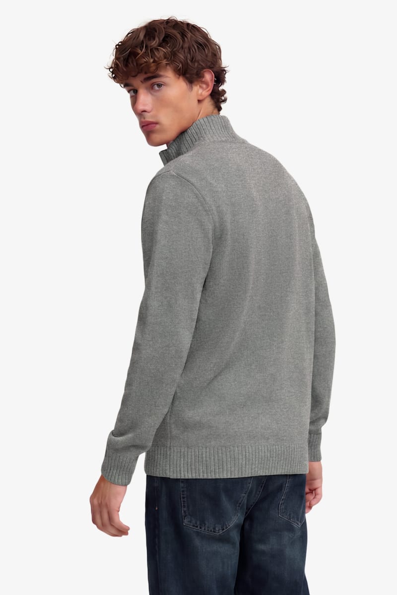 Superdry M6110764A Slim Fit Cotton Half Zip Knit Jumper Grey Marl