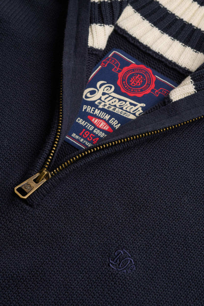 Superdry M6110764A Cotton Half Zip Knit Jumper Navy