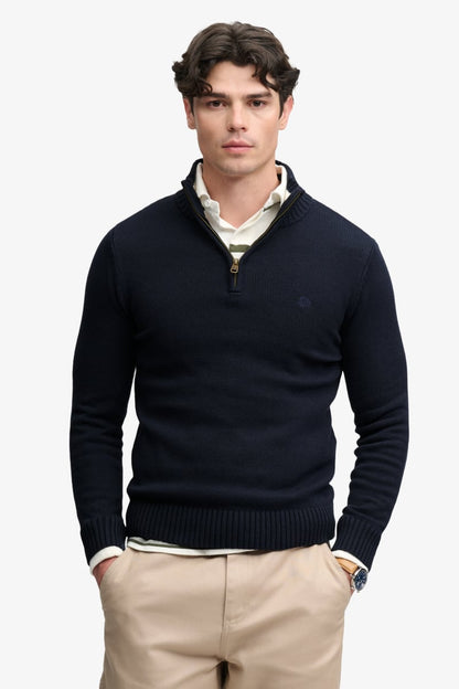 Superdry M6110764A Cotton Half Zip Knit Jumper Navy