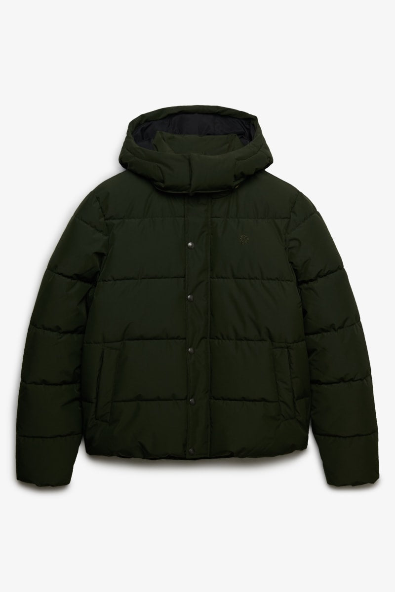 Superdry Premium Hooded Puffer Jacket - Surplus Goods Olive Green