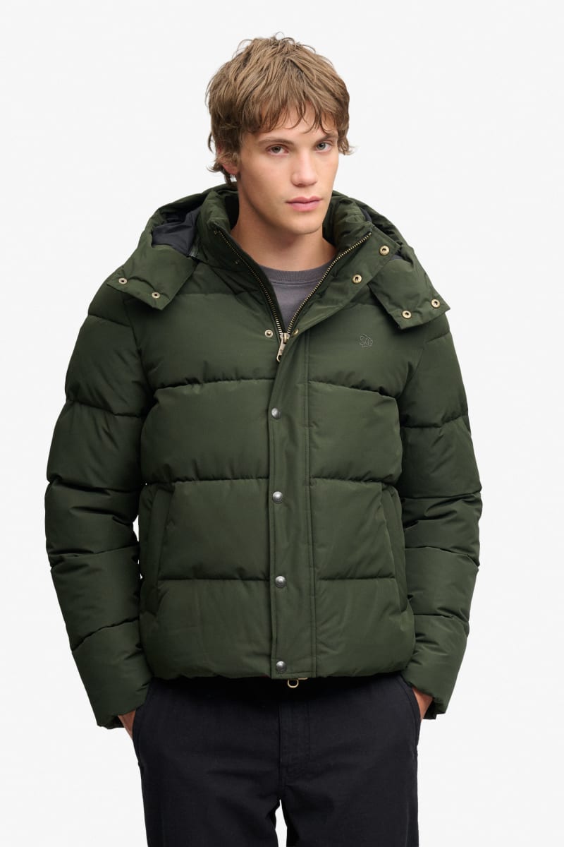 Superdry Premium Hooded Puffer Jacket - Surplus Goods Olive Green