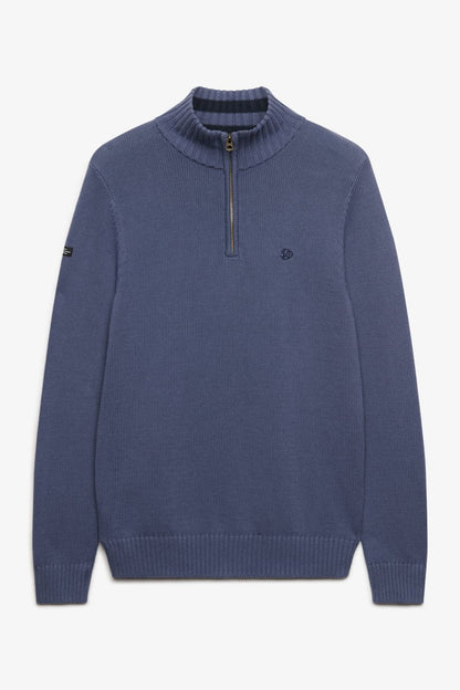 Superdry M6110764A Cotton Half Zip Knit Jumper Soft Navy