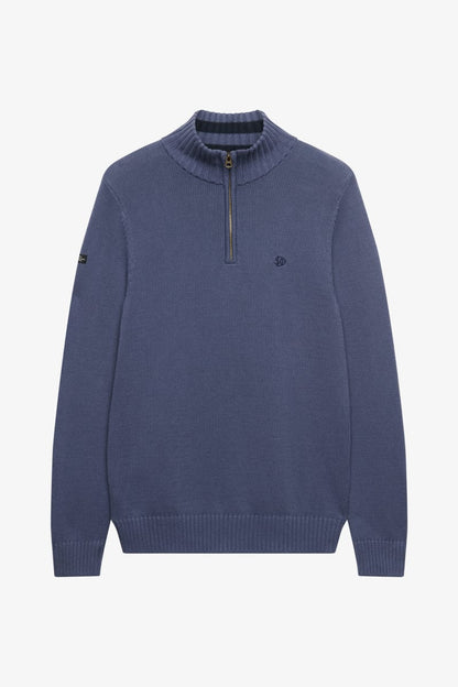 Superdry M6110764A Cotton Half Zip Knit Jumper Soft Navy