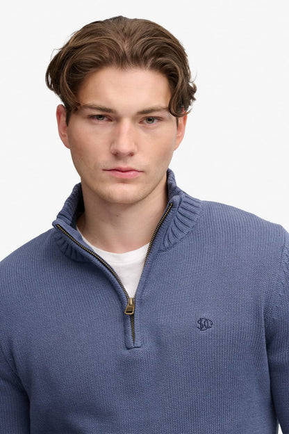 Superdry M6110764A Cotton Half Zip Knit Jumper Soft Navy