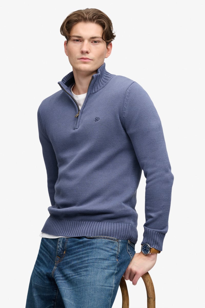 Superdry M6110764A Cotton Half Zip Knit Jumper Soft Navy