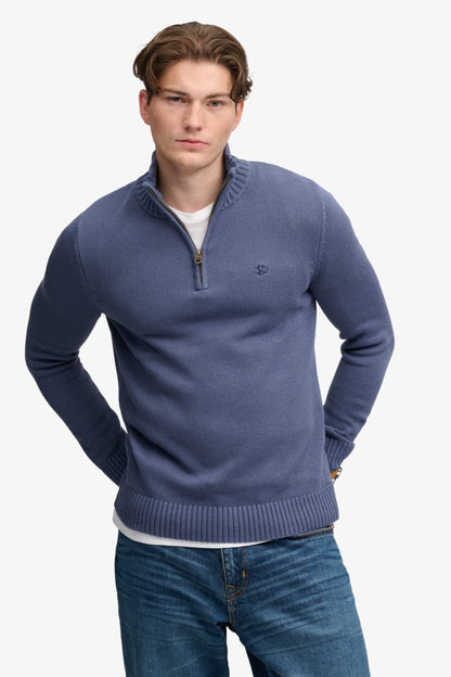 Superdry M6110764A Cotton Half Zip Knit Jumper Soft Navy