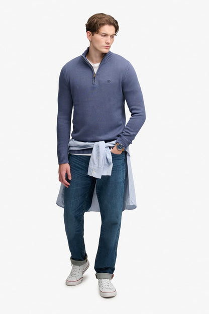 Superdry M6110764A Cotton Half Zip Knit Jumper Soft Navy