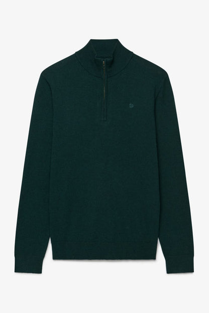 Superdry Essential Lightweight Wool Blend Half Zip - Deep Pine Green