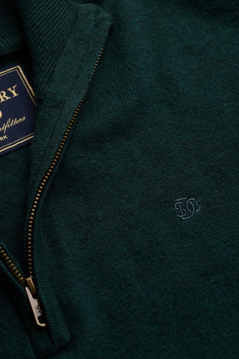 Superdry Essential Lightweight Wool Blend Half Zip - Deep Pine Green