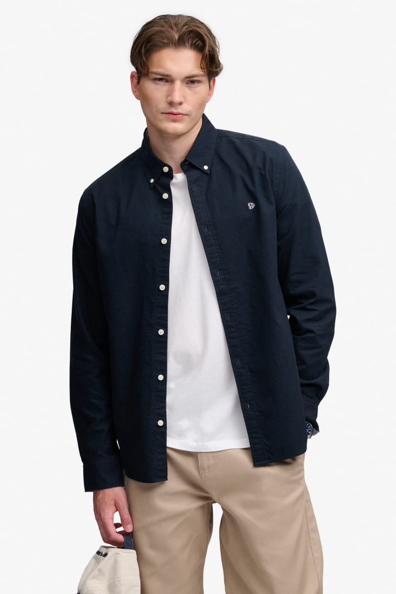 Superdry Preppy Oxford Long Sleeve Shirt - Eclipse Navy