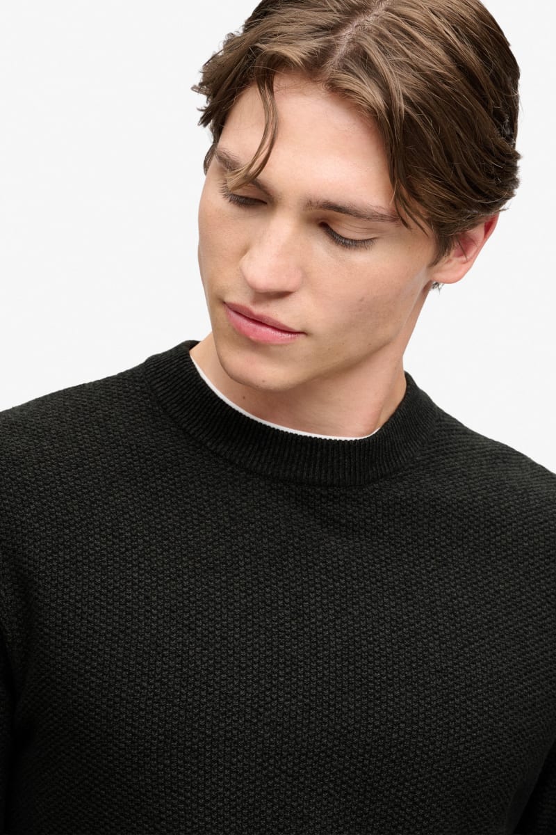 Superdry Texture Knit Jumper - Black Twist