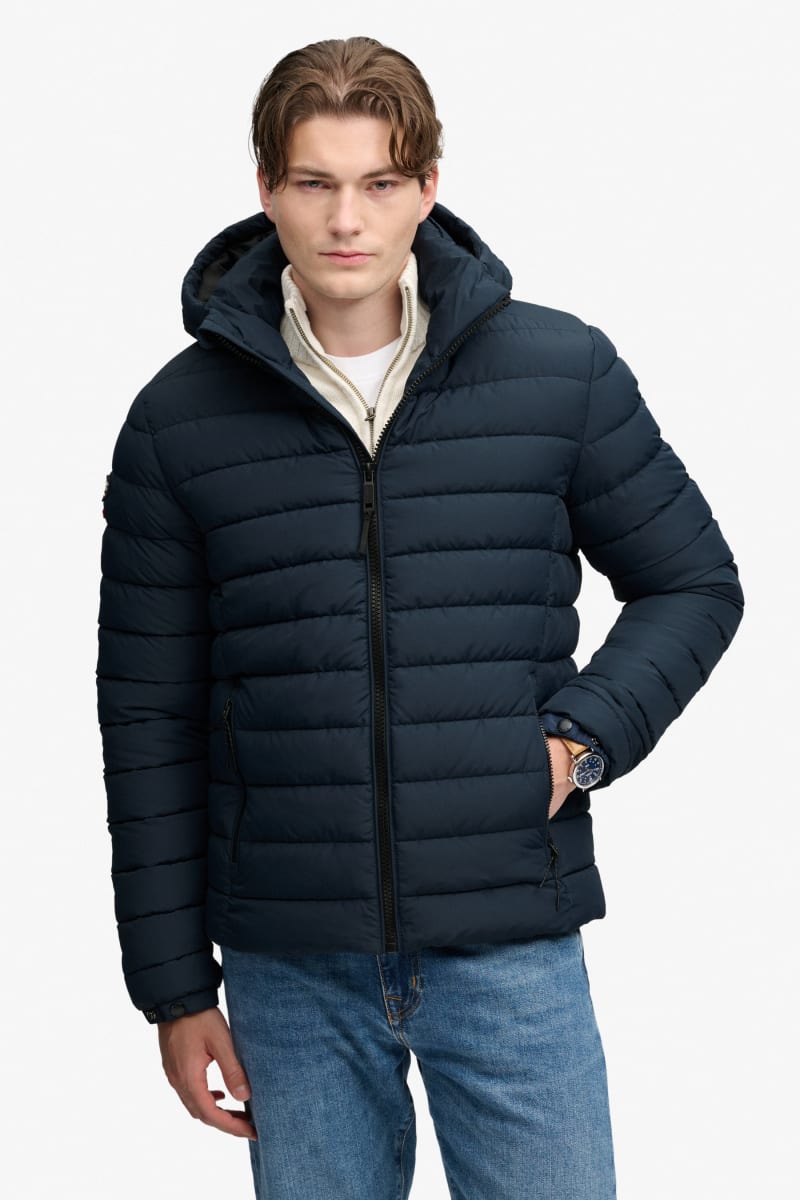 Superdry Hooded Fuji Midweight Padded Jacket - Navy Blazer