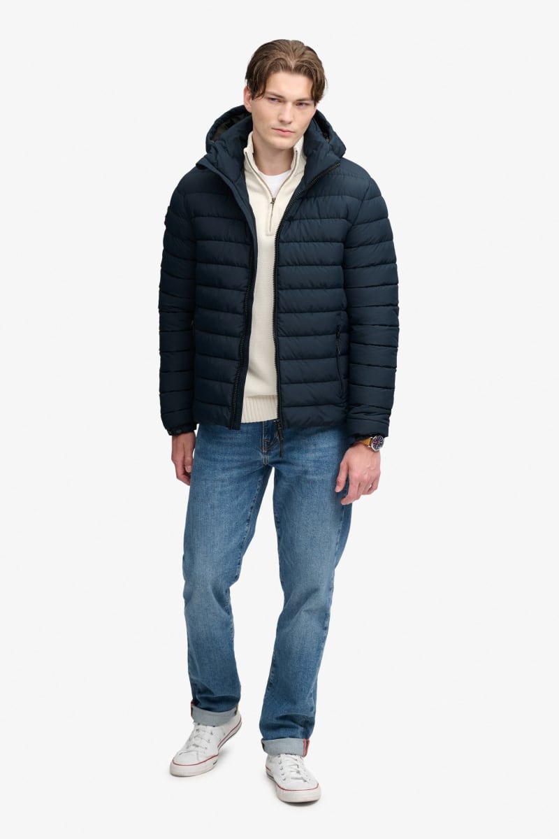 Superdry Hooded Fuji Midweight Padded Jacket - Navy Blazer