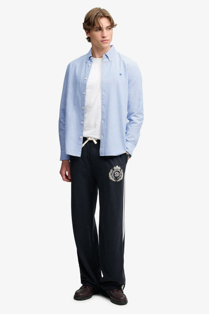 Superdry M4011247A Preppy Oxford Long Sleeve Shirt Azure Blue Chalk Stripe