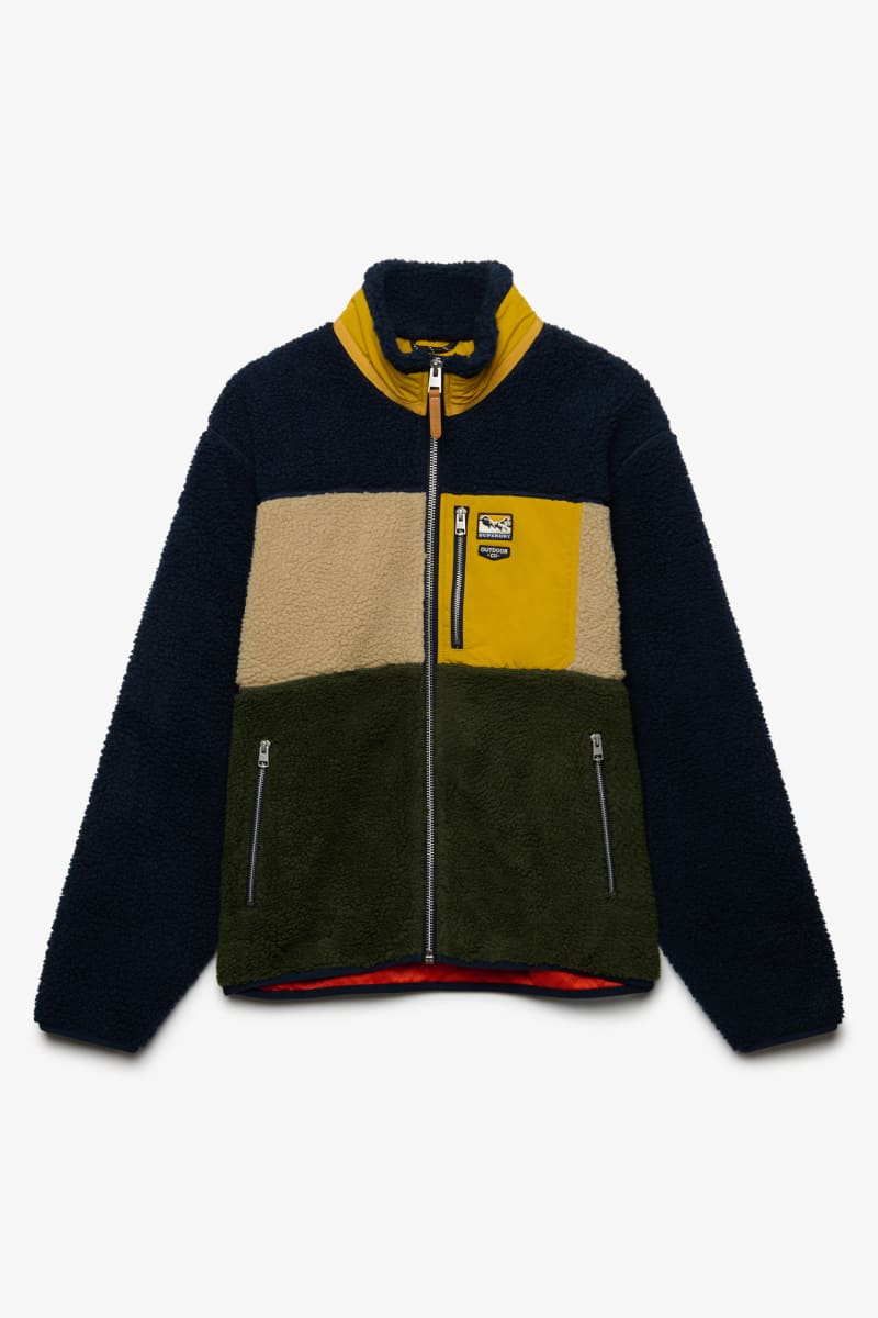 Superdry Colour Block Retro Zip Fleece - Eclipse Navy Mix
