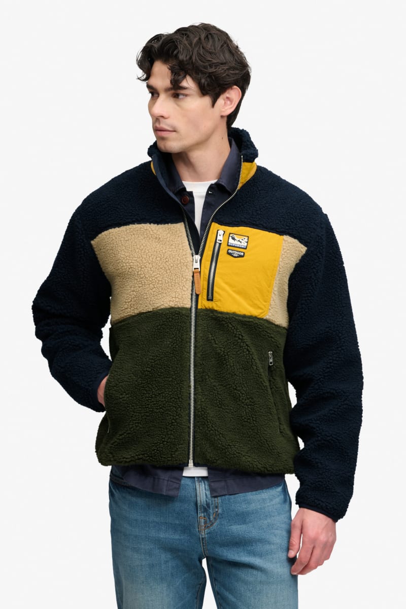 Superdry Colour Block Retro Zip Fleece - Eclipse Navy Mix