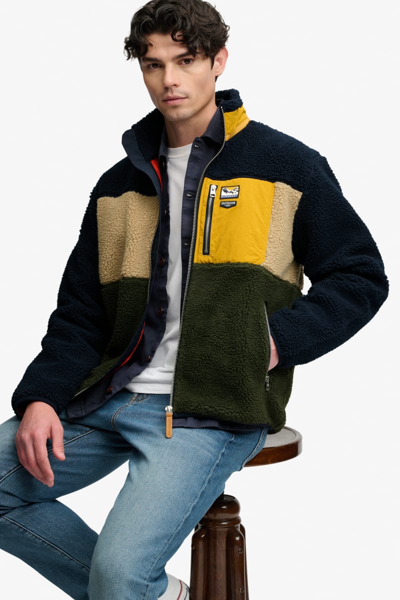 Superdry Colour Block Retro Zip Fleece - Eclipse Navy Mix