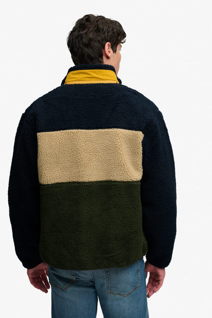 Superdry Colour Block Retro Zip Fleece - Eclipse Navy Mix